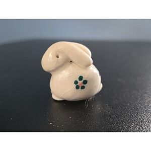 Vintage Miniature White w/ Red Ceramic Bunny Rabbit JAPAN 1" Inch